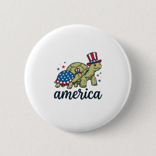 Patriottische Schildpad Amerika Vintage Gravure On Ronde Button 5,7 Cm