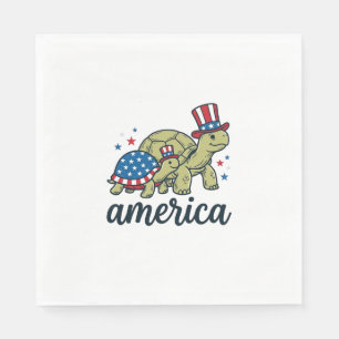 Patriottische Schildpad Amerika Vintage Gravure On Servet