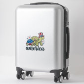 Patriottische Schildpad Amerika Vintage Gravure On Sticker (Koffer)