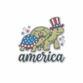 Patriottische Schildpad Amerika Vintage Gravure On Sticker (Voorkant)