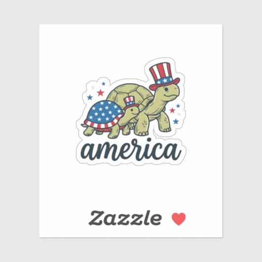 Patriottische Schildpad Amerika Vintage Gravure On Sticker (Vel)