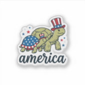 Patriottische Schildpad Amerika Vintage Gravure On Sticker (Voorkant)
