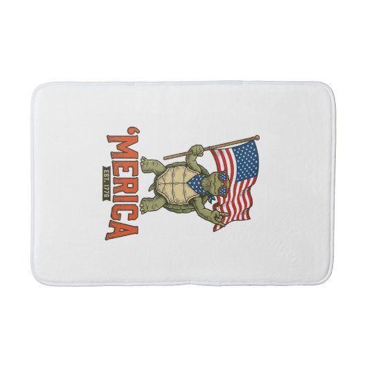 Patriottische Schildpad 'Merica Vintage Vector Badmat (Voorkant)