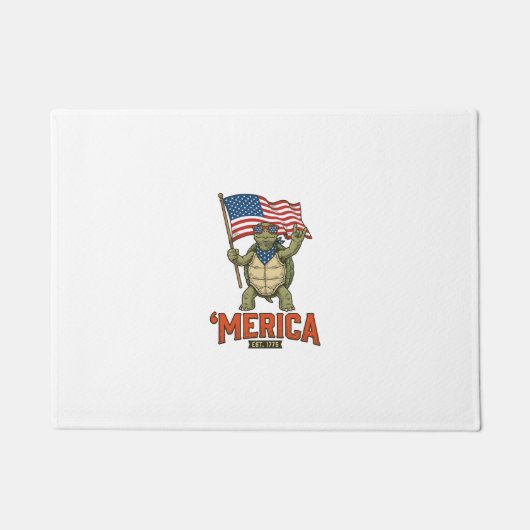Patriottische Schildpad 'Merica Vintage Vector Deurmat (Voorkant)