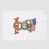 Patriottische Schildpad 'Merica Vintage Vector Golfhanddoek (Horizontaal)