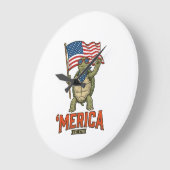 Patriottische Schildpad 'Merica Vintage Vector Grote Klok (Hoek)