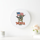Patriottische Schildpad 'Merica Vintage Vector Grote Klok (Huis)