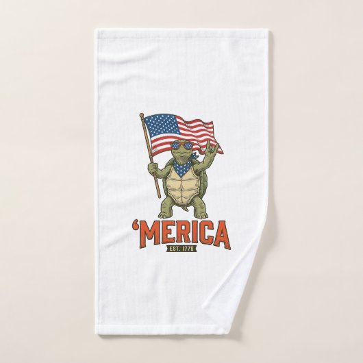 Patriottische Schildpad 'Merica Vintage Vector Handdoek (Handdoek)