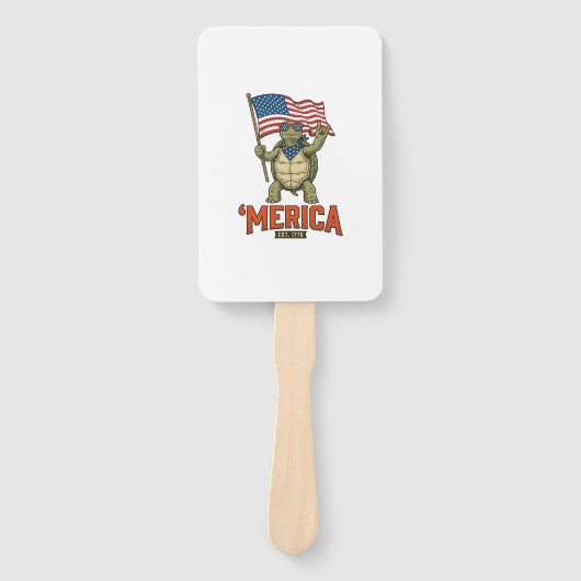 Patriottische Schildpad 'Merica Vintage Vector Handwaaier (Voorkant)
