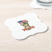 Patriottische Schildpad 'Merica Vintage Vector Kartonnen Onderzetters (Gekanteld)