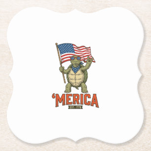 Patriottische Schildpad 'Merica Vintage Vector Kartonnen Onderzetters