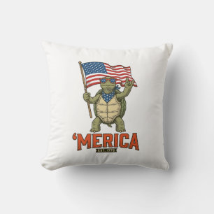 Patriottische Schildpad 'Merica Vintage Vector Kussen