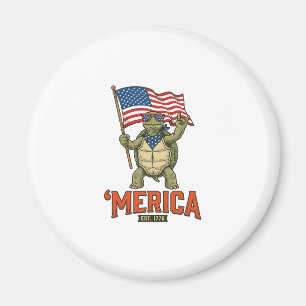Patriottische Schildpad 'Merica Vintage Vector Magneet