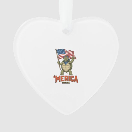 Patriottische Schildpad 'Merica Vintage Vector Ornament (voorkant)