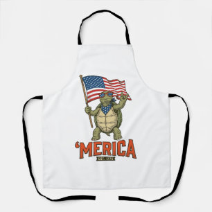 Patriottische Schildpad 'Merica Vintage Vector Schort