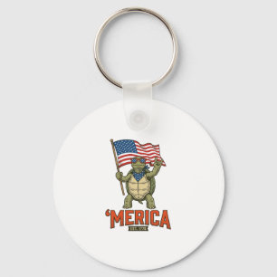 Patriottische Schildpad 'Merica Vintage Vector Sleutelhanger