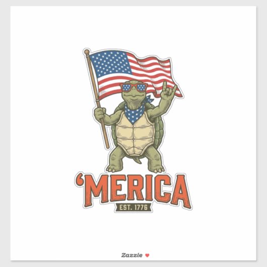 Patriottische Schildpad 'Merica Vintage Vector Sticker (Vel)