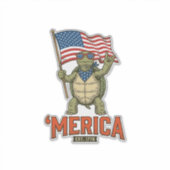 Patriottische Schildpad 'Merica Vintage Vector Sticker (Voorkant)