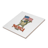Patriottische Schildpad 'Merica Vintage Vector Tegeltje (Zijkant)