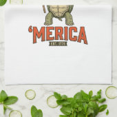 Patriottische Schildpad 'Merica Vintage Vector Theedoek (Gevouwen)