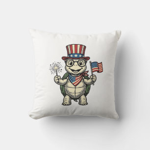 Patriottische Schildpad Vintage Gravure Grafisch v Kussen
