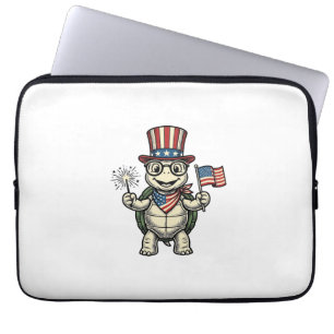 Patriottische Schildpad Vintage Gravure Grafisch v Laptop Sleeve