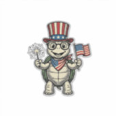 Patriottische Schildpad Vintage Gravure Grafisch v Sticker (Voorkant)