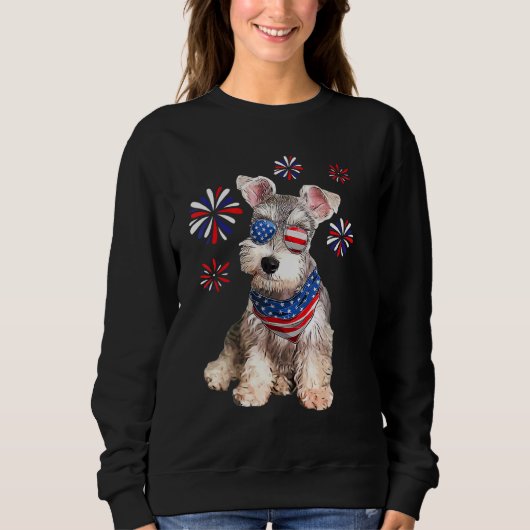 patriottische schnauzer Dog amerikaanse vlag 4e va Trui (Voorkant)