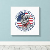 Patriottische Schnauzer Hond Vintage Canvas Afdruk (Insitu (Houten vloer))