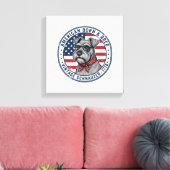 Patriottische Schnauzer Hond Vintage Canvas Afdruk (Insitu (Woonkamer))