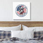 Patriottische Schnauzer Hond Vintage Canvas Afdruk (Insitu (Slaapkamer))