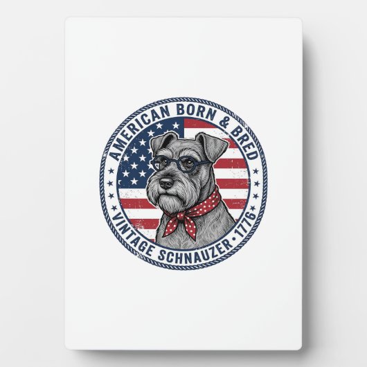 Patriottische Schnauzer Hond Vintage Fotoplaat (voorkant)