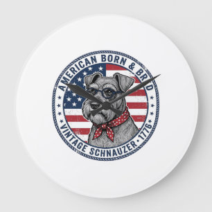 Patriottische Schnauzer Hond Vintage Grote Klok