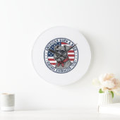 Patriottische Schnauzer Hond Vintage Grote Klok (Huis)
