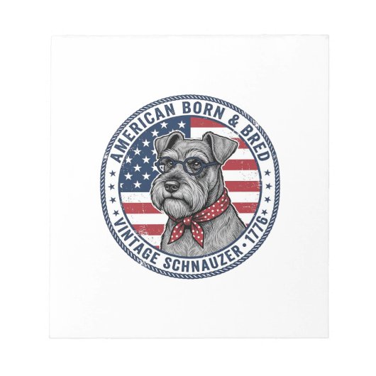 Patriottische Schnauzer Hond Vintage Notitieblok (Voorkant)