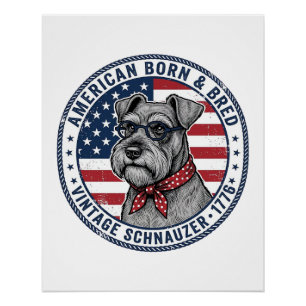 Patriottische Schnauzer Hond Vintage Perfect Poster