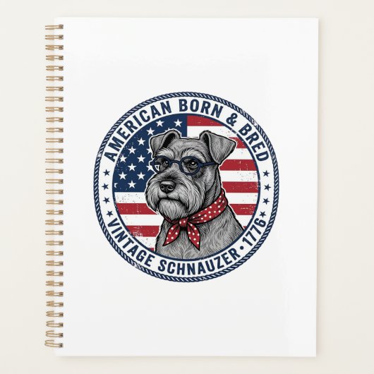 Patriottische Schnauzer Hond Vintage Planner (Voorkant)
