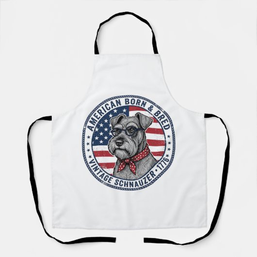 Patriottische Schnauzer Hond Vintage Schort (Voorkant)
