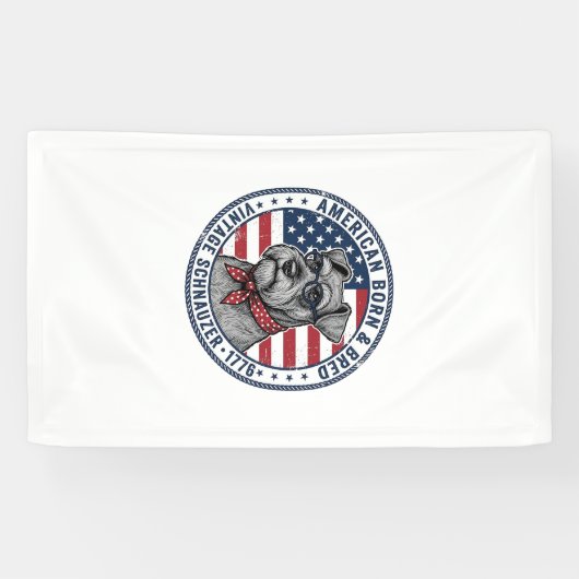 Patriottische Schnauzer Hond Vintage Spandoek (Horizontaal)