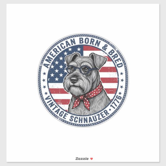 Patriottische Schnauzer Hond Vintage Sticker (Vel)