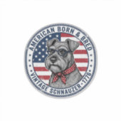 Patriottische Schnauzer Hond Vintage Sticker (Voorkant)