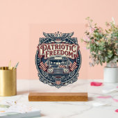 Patriottische schoolbuschauffeur acryl bord (Huwelijk)