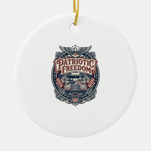 Patriottische schoolbuschauffeur keramisch ornament (Voorkant)