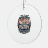 Patriottische schoolbuschauffeur keramisch ornament (Links)