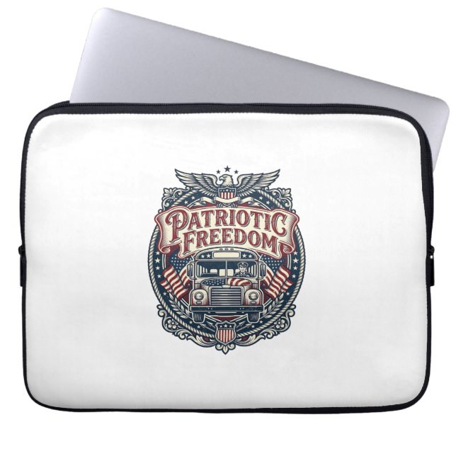 Patriottische schoolbuschauffeur laptop sleeve (Voorkant)