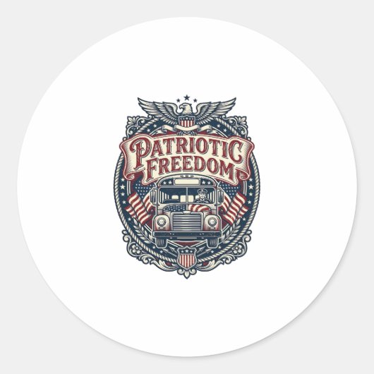 Patriottische schoolbuschauffeur ronde sticker (Voorkant)