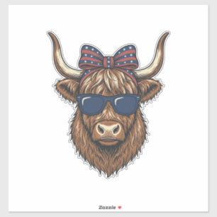Patriottische Schotse Hooglandkoe Vintage Gravure Sticker