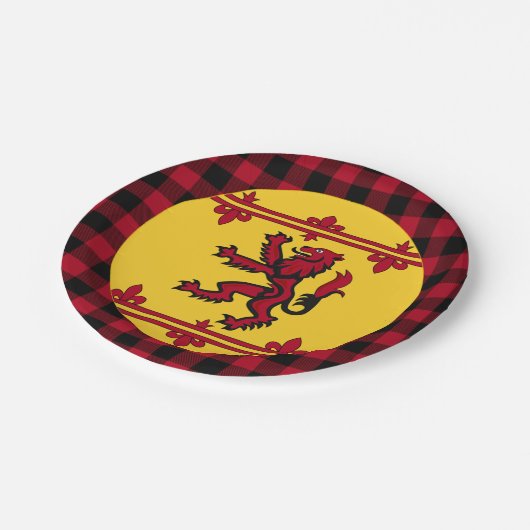 Patriottische Schotse vlag, klimmende leeuw, plaid Papieren Bordje (Gekanteld)