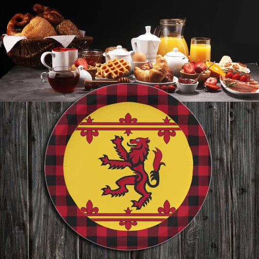 Patriottische Schotse vlag, klimmende leeuw, plaid Papieren Bordje