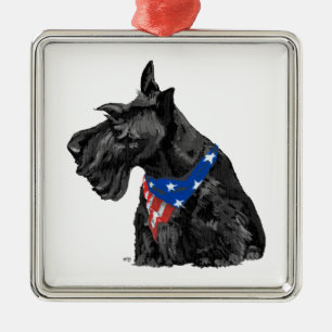 Patriottische Scottie-versiering Metalen Ornament